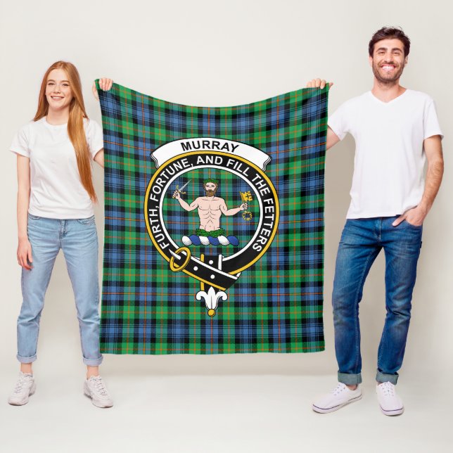 Clan Murray of Atholl Ancient Tartan Plaid Fleece Blanket (In Situ)