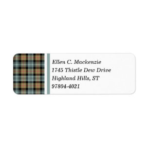 Clan Murray Tan and Black Weathered Tartan Return Address Label