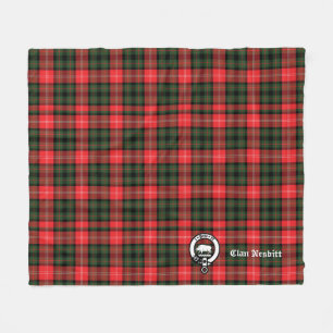 Clan Nesbitt Crest Badge & Tartan Personalised Fleece Blanket
