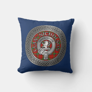 Clan Nicholson Crest & Tartan Knot Cushion