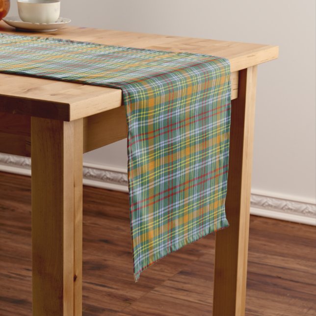 Clan O'Brien Tartan Pattern Irish Plaid Short Table Runner (In Situ)