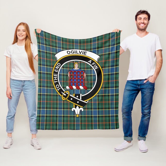 Clan Ogilvie Hunting Ancient Tartan Plaid Fleece Blanket (In Situ)