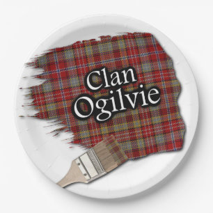 Clan Ogilvie Scottish Tartan Paint Brush Paper Plate