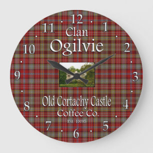 Clan Ogilvie's Old Cortachy Castle Coffee Co. Large Clock