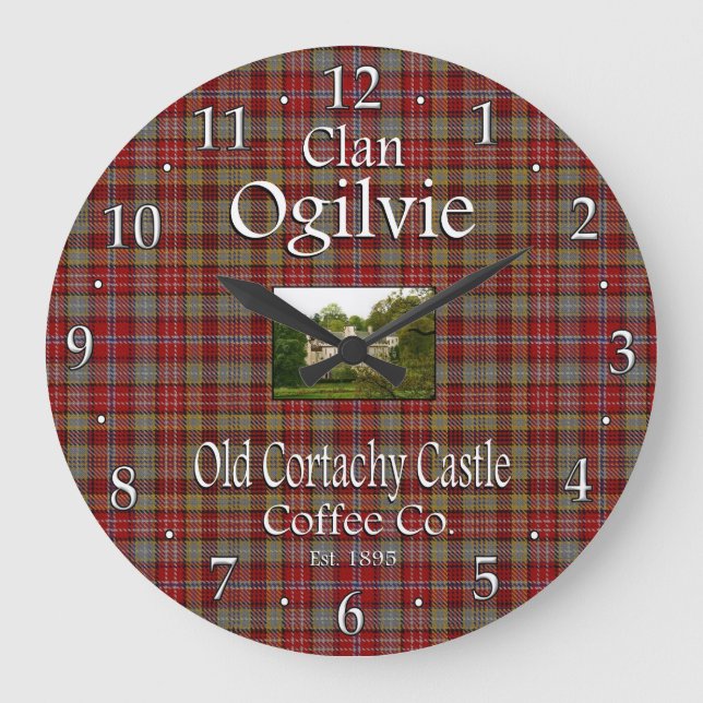 Clan Ogilvie's Old Cortachy Castle Coffee Co. Large Clock (Front)
