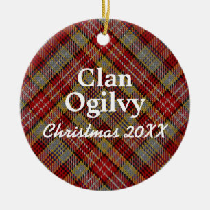 Clan Ogilvy Scottish Tartan Ceramic Tree Decoration