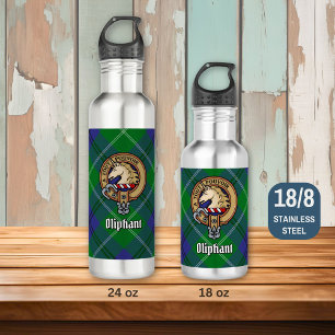 Clan Oliphant Crest over Tartan 710 Ml Water Bottle