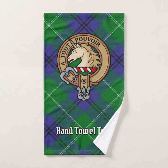 Clan Oliphant Crest over Tartan Bath Towel Set (Hand Towel)