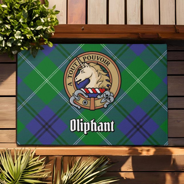 Clan Oliphant Crest over Tartan Doormat (Creator Uploaded)