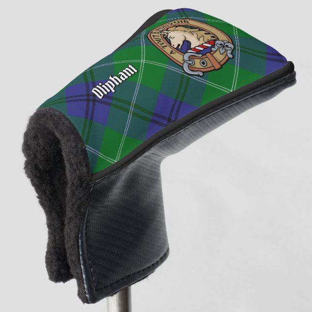 Clan Oliphant Crest over Tartan Golf Head Cover (3/4 Front)