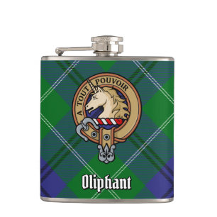 Clan Oliphant Crest over Tartan Hip Flask