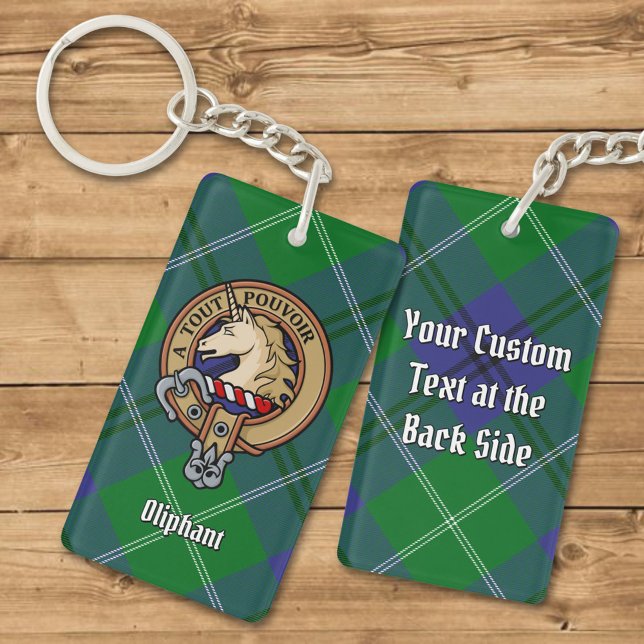 Clan Oliphant Crest over Tartan Keychain (Creator Uploaded)