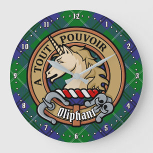 Clan Oliphant Crest over Tartan Large Clock
