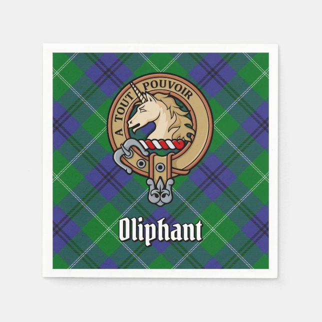 Clan Oliphant Crest over Tartan Napkin (Front)