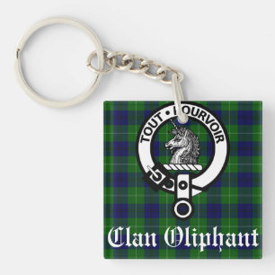 Clan Oliphant Crest & Tartan Key Ring
