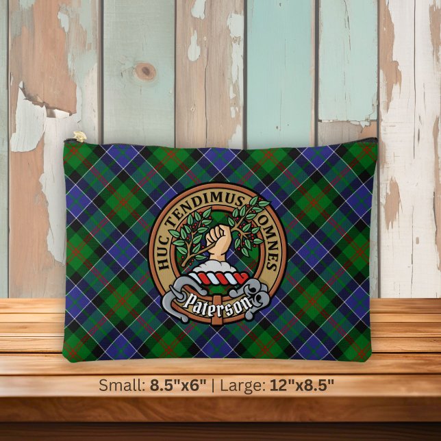 Clan Paterson Crest over Tartan Accessory Pouch (Creator Uploaded)