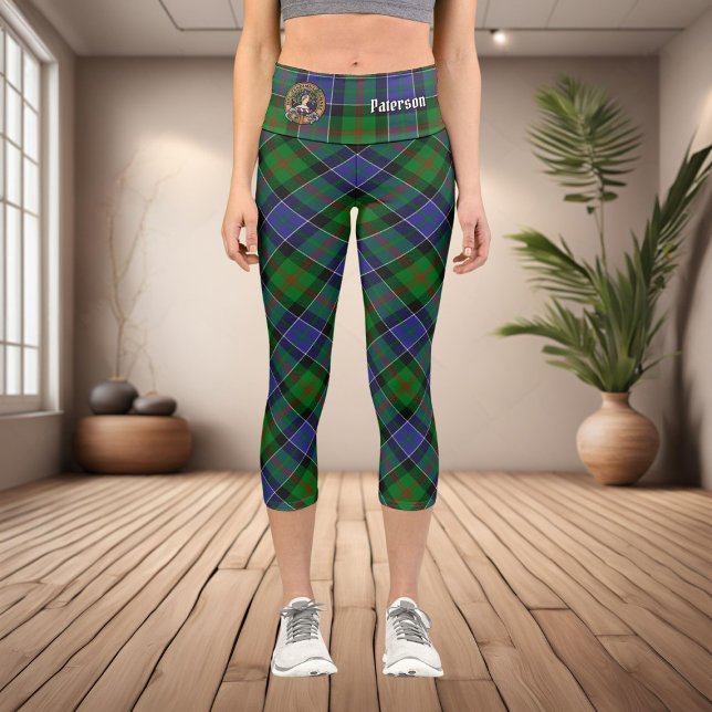 Clan Paterson Crest over Tartan Capri Leggings (Creator Uploaded)