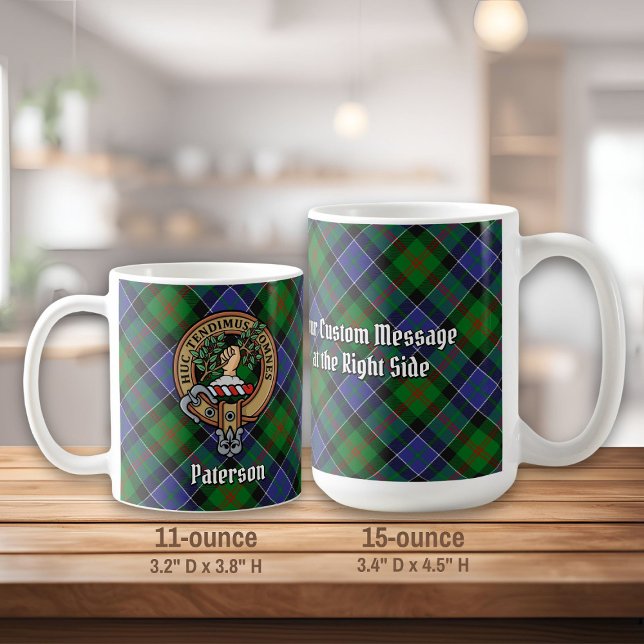 Clan Paterson Crest over Tartan Coffee Mug (Creator Uploaded)