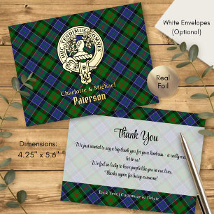Clan Paterson Crest over Tartan Foil Invitation Postcard
