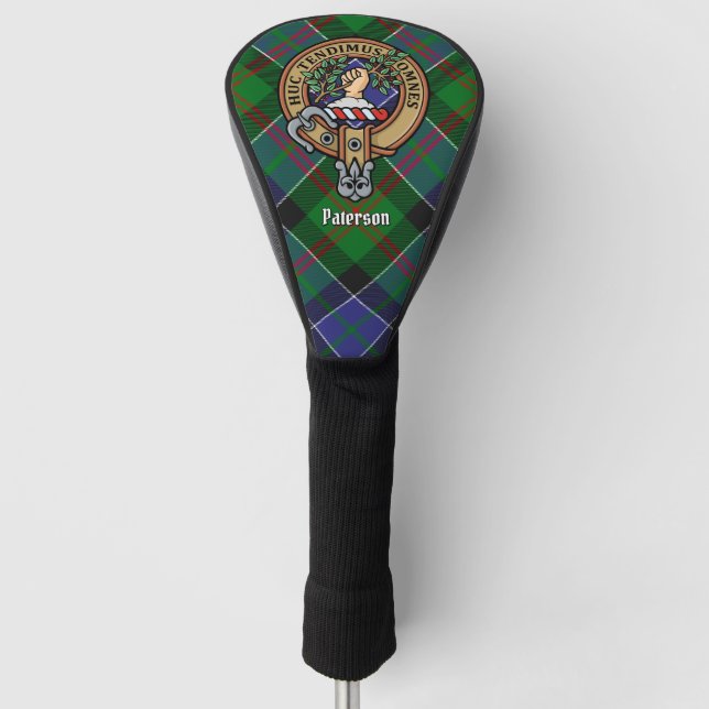 Clan Paterson Crest over Tartan Golf Head Cover (Front)