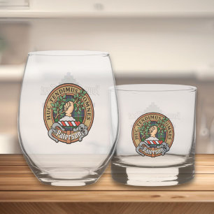 Clan Paterson Crest over Tartan Whiskey Glass