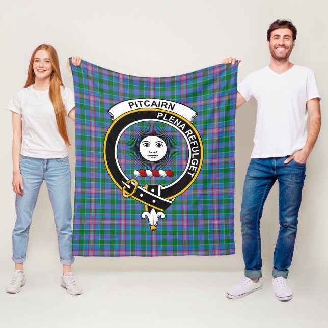 Clan Pitcairn Tartan Plaid Fleece Blanket (In Situ)