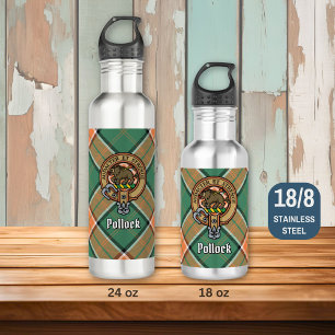 Clan Pollock Crest over Tartan 710 Ml Water Bottle