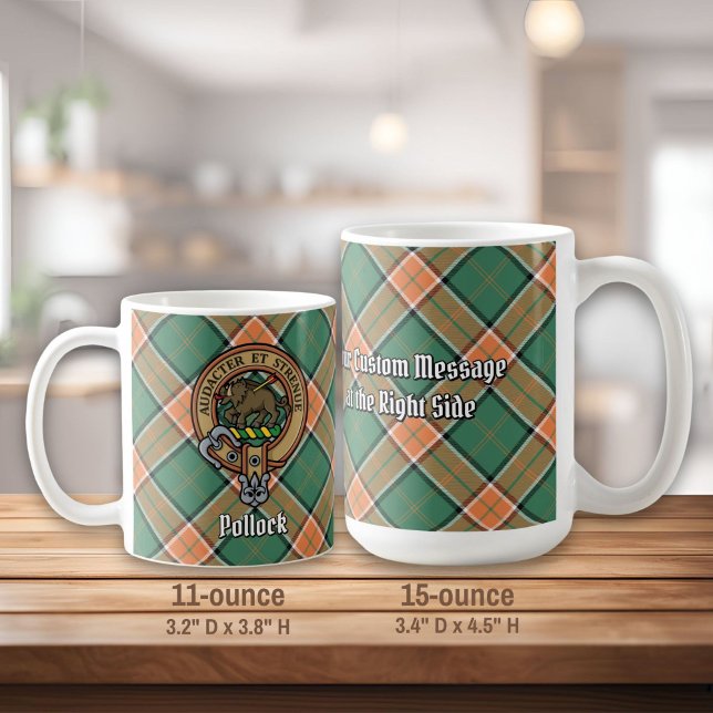 Clan Pollock Crest over Tartan Coffee Mug (Creator Uploaded)