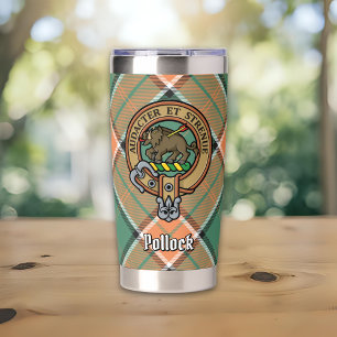 Clan Pollock Crest over Tartan Insulated Tumbler