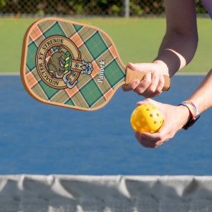 Clan Pollock Crest over Tartan Keychain Pickleball Paddle