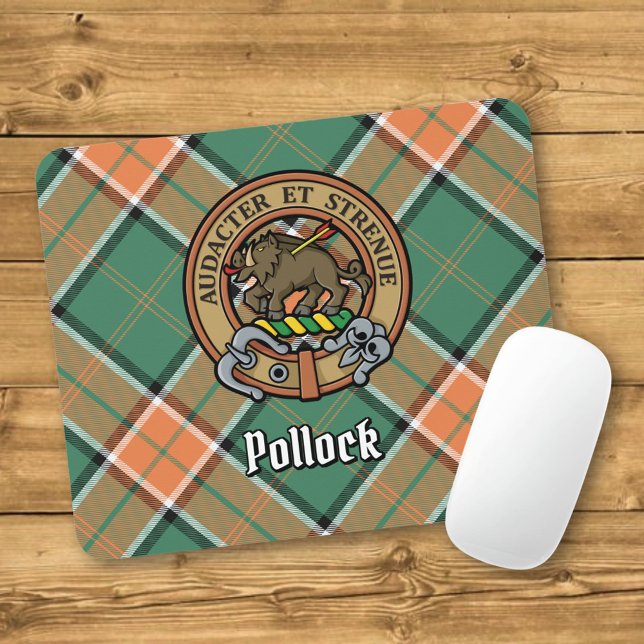 Clan Pollock Crest over Tartan Mouse Pad (Creator Uploaded)