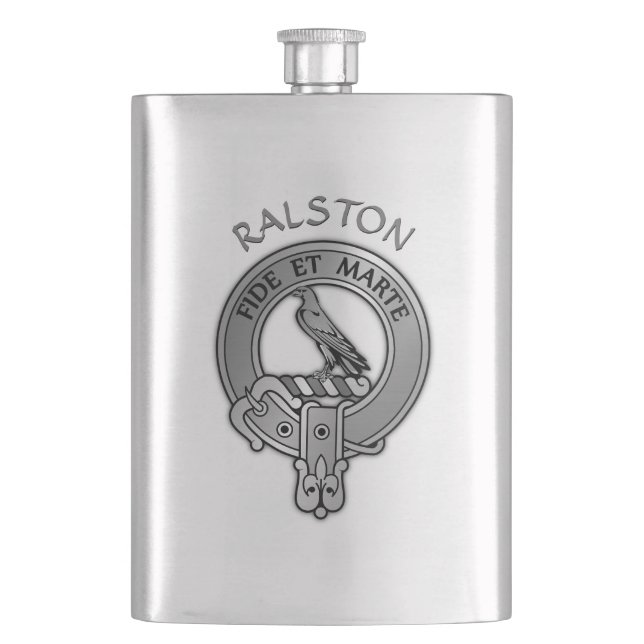 Clan Ralston Crest  Hip Flask (Front)