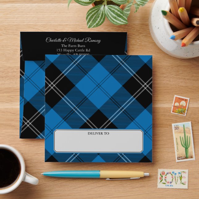 Clan Ramsay Blue Hunting Tartan Envelope (Desk)