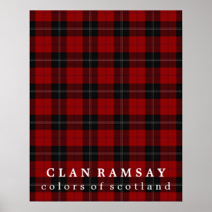 Clan Ramsay Colours of Scotland Red Black Tartan Poster