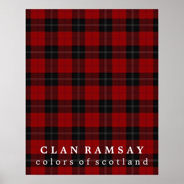 Clan Ramsay Colours of Scotland Red Black Tartan Poster (Front)