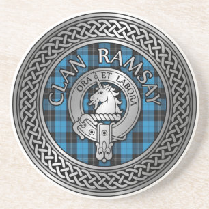 Clan Ramsay Crest & Hunting Tartan Knot Coaster