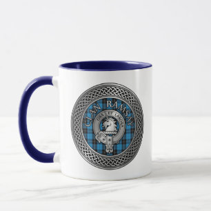 Clan Ramsay Crest & Hunting Tartan Knot Mug