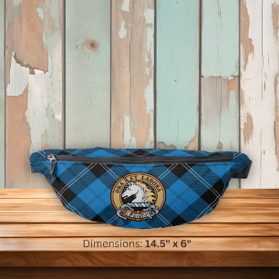 Clan Ramsay Crest over Blue Hunting Tartan Bum Bags