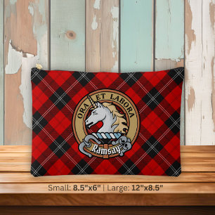 Clan Ramsay Crest over Red Tartan Accessory Pouch
