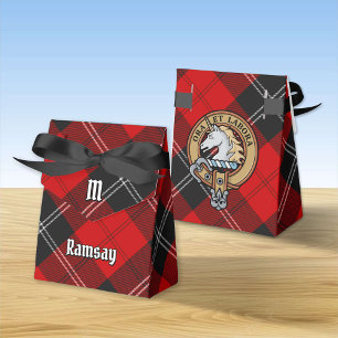 Clan Ramsay Crest over Red Tartan Favour Box