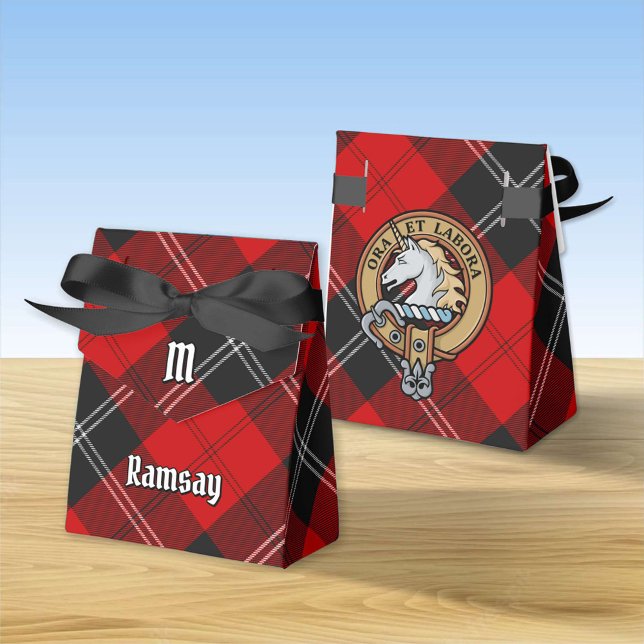 Clan Ramsay Crest over Red Tartan Favour Box (Creator Uploaded)