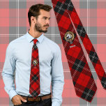 Clan Ramsay Crest over Red Tartan Tie<br><div class="desc">Clan Ramsay crest badge surrounded by a strap and buckle over red tartan background. Custom text.</div>
