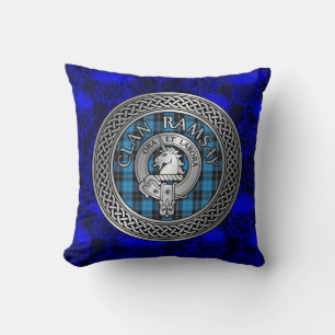 Clan Ramsay Crest & Tartan Knot Cushion
