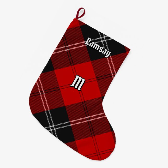 Clan Ramsay Red Tartan Large Christmas Stocking (Front (Hanging))
