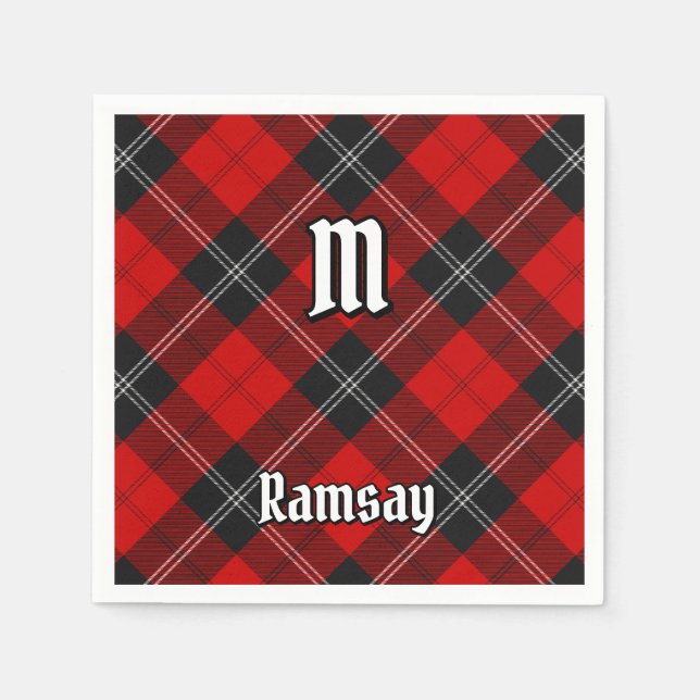 Clan Ramsay Red Tartan Napkin (Front)