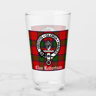 Clan Robertson Crest Badge & Tartan Glass