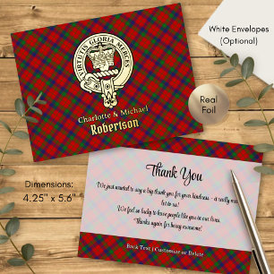 Clan Robertson Crest over Tartan Foil Invitation Postcard