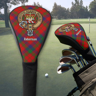 Clan Robertson Crest over Tartan Golf Head Cover
