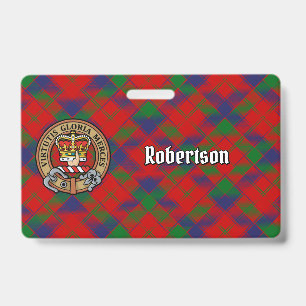 Clan Robertson Crest over Tartan ID Badge
