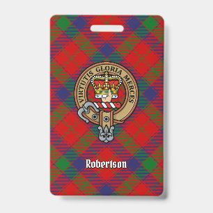 Clan Robertson Crest over Tartan ID Badge